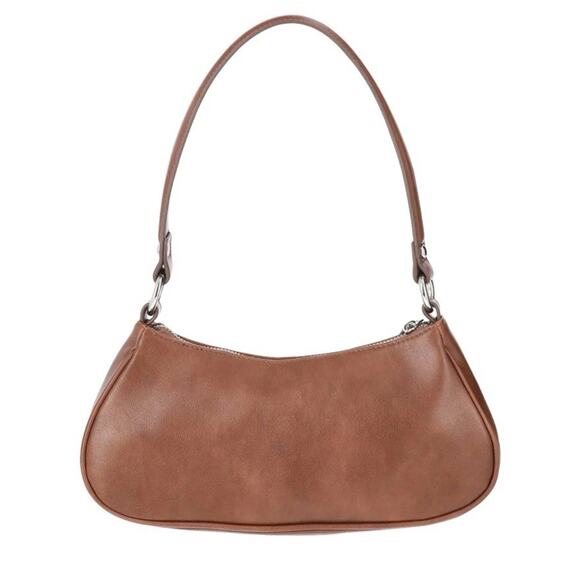 No Boundaries Shoulder Bag Purse Women Cognac Brown Double Buckles - Picture 2 of 4